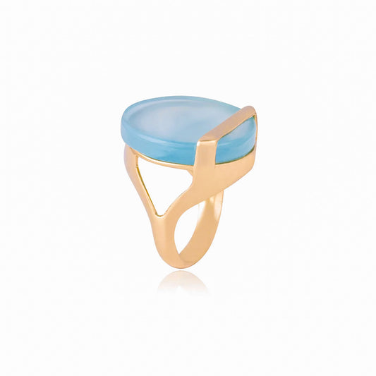 Blue Agate Striped Ring